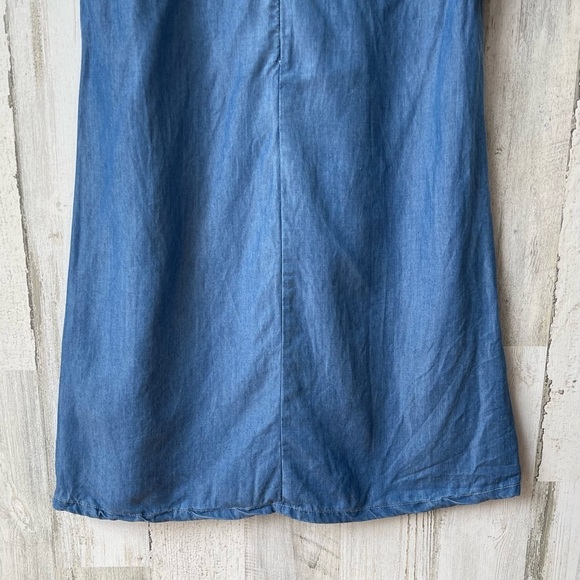 Lovers + Friends Denim Washed Ashore Flutter Sleeve Lace Up Dress Size S - Picture 11 of 13